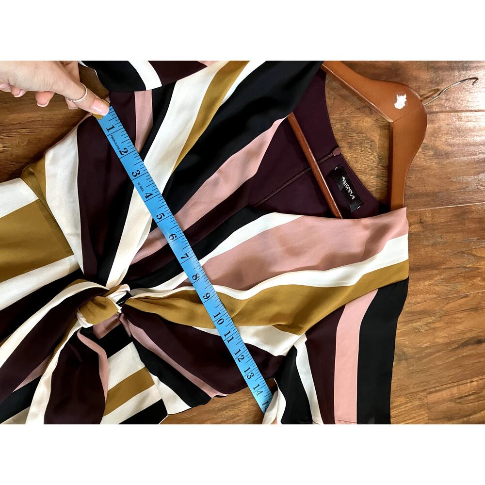 4SI3NNA Vertical Stripe Midi Dress Tie Front Fits Size Small DAY DRESS FEMININE - Picture 7 of 10